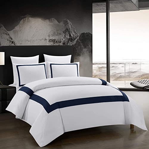Luxury Navy Microfiber 3-Piece Duvet Cover Set