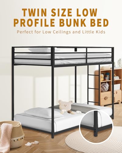 LifeSky Black Twin Over Twin Bunk Bed