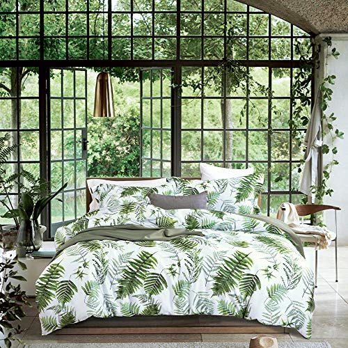 King Size Reversible Green Palm Leaf Duvet Set