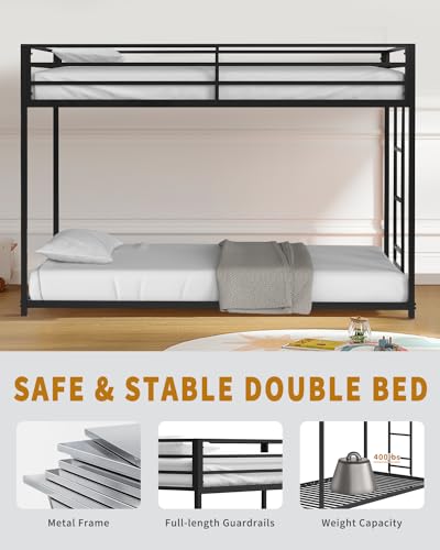 LifeSky Black Twin Over Twin Bunk Bed
