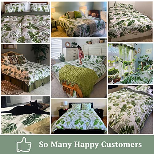 King Size Reversible Green Palm Leaf Duvet Set