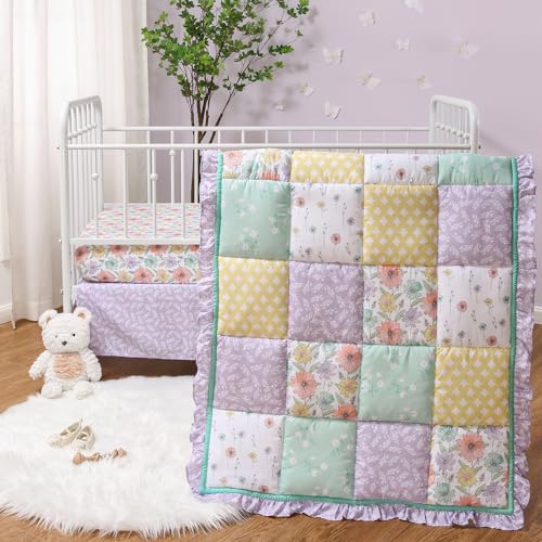 Lavender Floral Shabby Chic Baby Crib Set