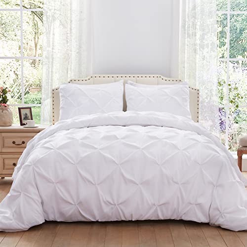 SunStyle Home White Pinch Pleated Duvet Set