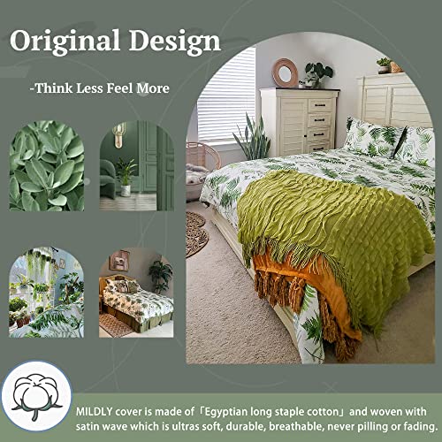 King Size Reversible Green Palm Leaf Duvet Set