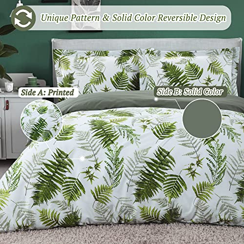 King Size Reversible Green Palm Leaf Duvet Set