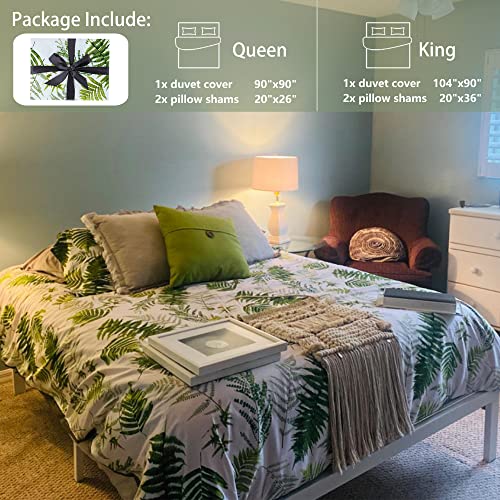 King Size Reversible Green Palm Leaf Duvet Set