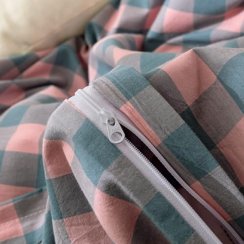 Luxury Pink Plaid Queen Bedding Set - 3 Pieces