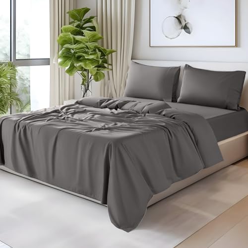 Luxury 100% Egyptian Cotton Bed Sheet Set - Dark Grey