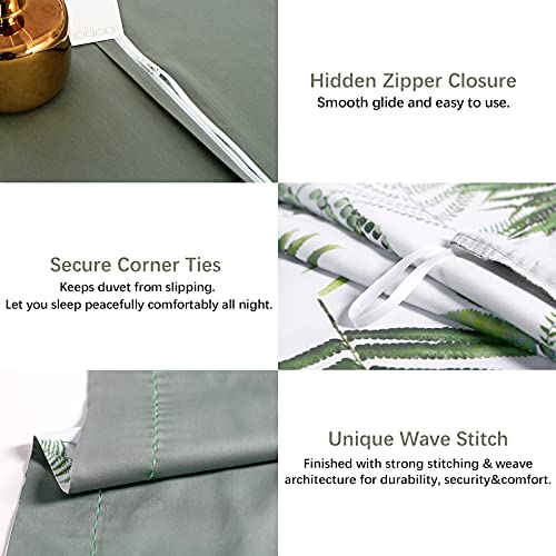 King Size Reversible Green Palm Leaf Duvet Set