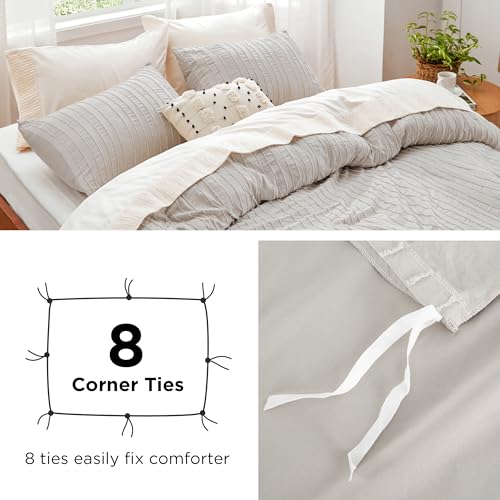 Striped Tufted King Duvet Cover Set - Grey