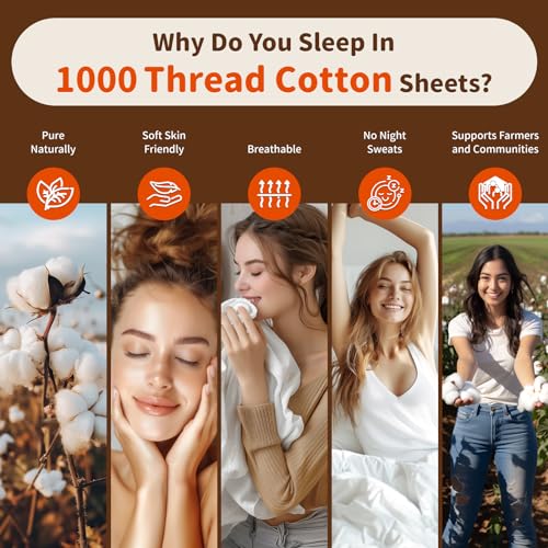 Luxurious 1000 Thread Count Egyptian Cotton Queen Bed Set