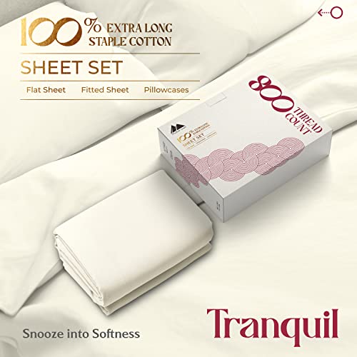 Mayfair Linen Egyptian Cotton Queen Bed Set - Ivory