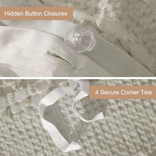 Ivellow King Waffle Weave Cotton Duvet Cover Set