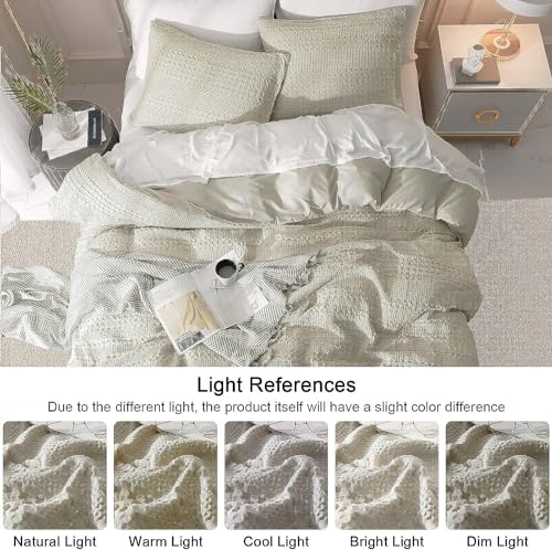Ivellow King Waffle Weave Cotton Duvet Cover Set