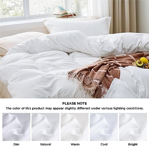 Bedsure Soft White California King Duvet Set