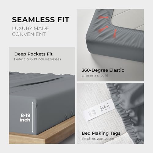 Luxurious Dark Grey 100% Egyptian Cotton Queen Sheet Set