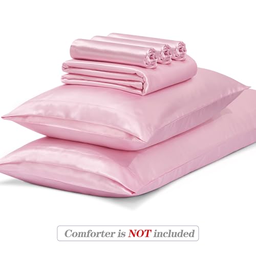 Blush Pink Satin Duvet Cover Set for Full/Queen