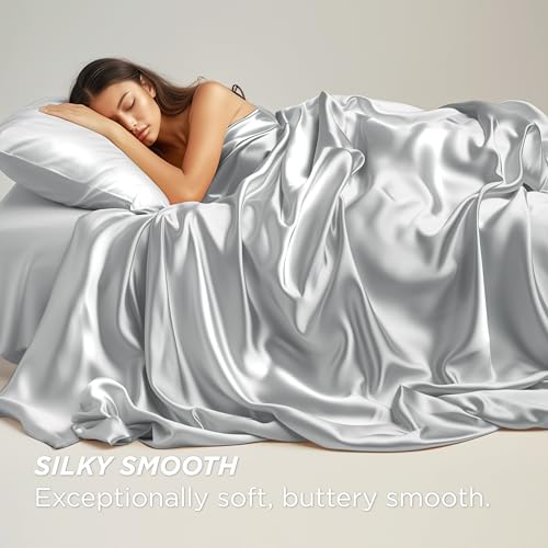 Luxury Satin Queen Bed Sheet Set - 4 Pcs