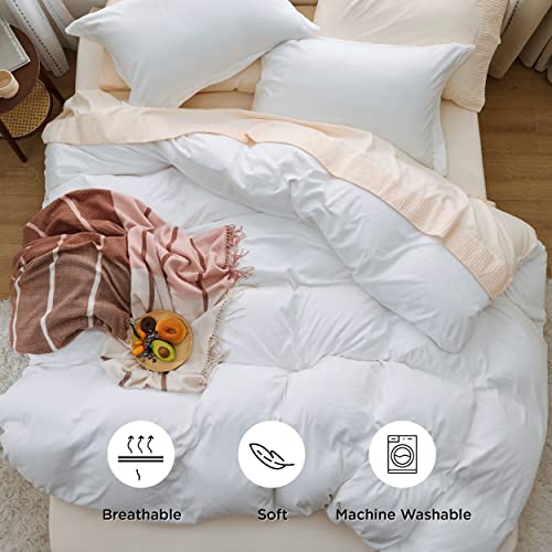 Bedsure Soft White California King Duvet Set