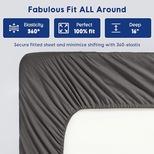 Luxury 100% Egyptian Cotton Bed Sheet Set - Dark Grey