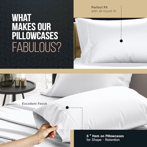 Egyptian Cotton King Size Pillowcase Set - White
