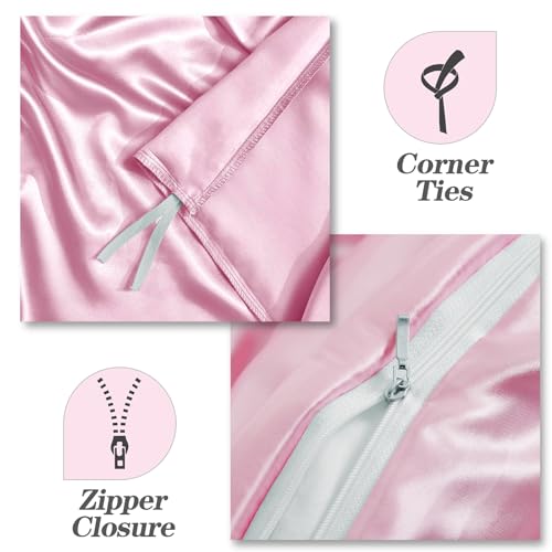 Blush Pink Satin Duvet Cover Set for Full/Queen