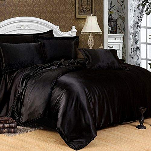 Luxury 100% Silk Satin Bed Set - Queen Black