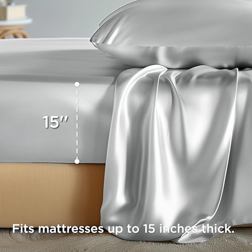 Luxury Satin Queen Bed Sheet Set - 4 Pcs