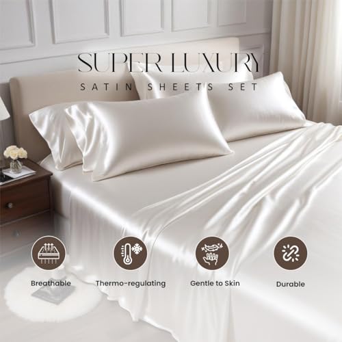 Luxury 100% Silk Satin Bed Set - Queen Black