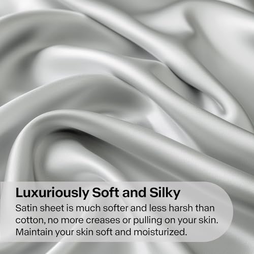 Luxury Silky Grey Queen Bed Set - 4 Pieces