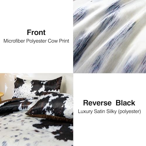Brown Cow Print Satin Comforter Set with Pillows