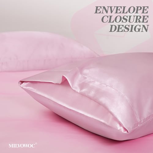 Blush Pink Satin Duvet Cover Set for Full/Queen
