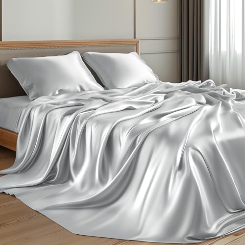 Luxury Satin Queen Bed Sheet Set - 4 Pcs