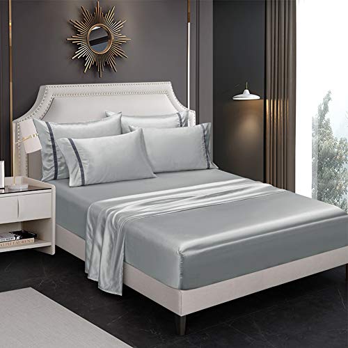 Luxury 6-Piece Satin Bed Sheet Set - Queen
