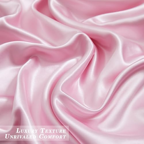 Blush Pink Satin Duvet Cover Set for Full/Queen