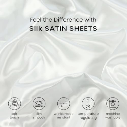 Luxury 100% Silk Satin Bed Set - Queen Black