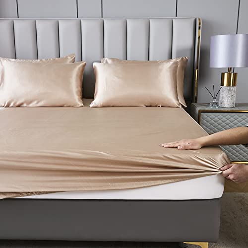Taupe Silk-Like 8-Piece Queen Comforter Set