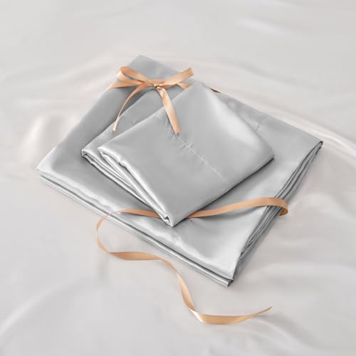 Luxury Silky Grey Queen Bed Set - 4 Pieces