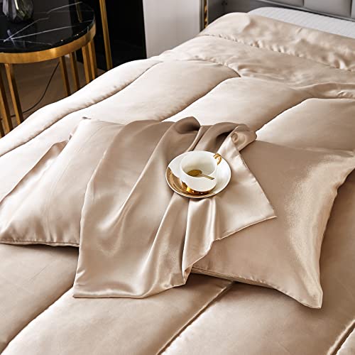 Taupe Silk-Like 8-Piece Queen Comforter Set