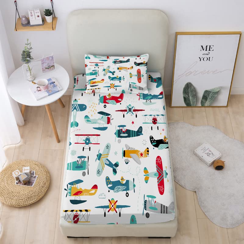 Airplane Twin Bed Sheet Set for Kids