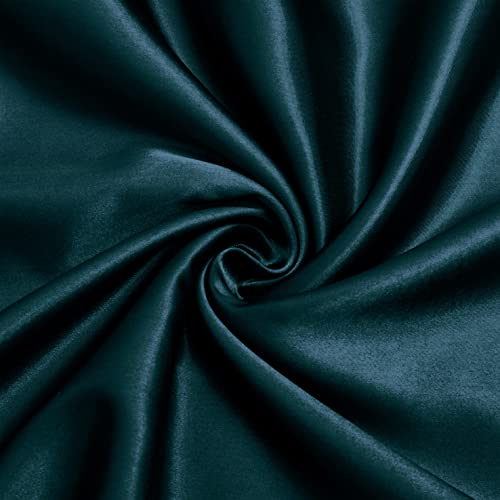 Dark Teal Satin King Size Bed Set, 4pcs