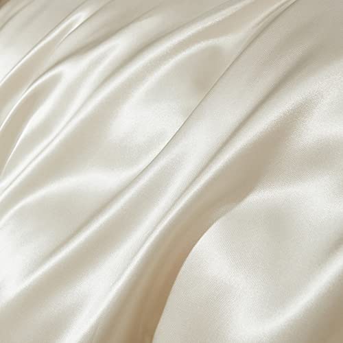 Luxury Beige Satin Duvet Cover Set - Queen