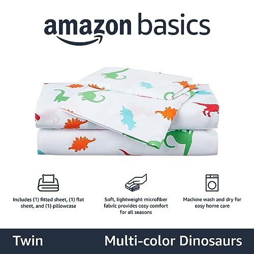 Kid's Lightweight Microfiber 3-Piece Dinosaur Bed Set