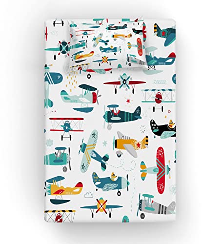 Airplane Twin Bed Sheet Set for Kids