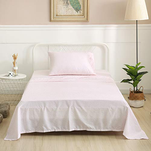 Vonty Twin Pink Heart Kids Bedding Set