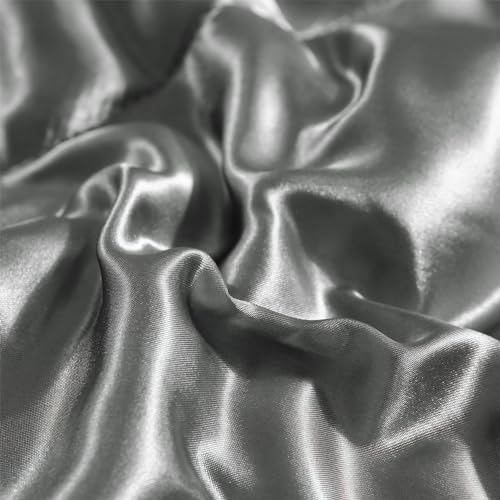 Luxury Grey Satin Silk Quilt Set - Cal King