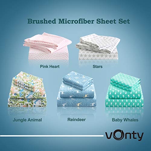 Vonty Twin Pink Heart Kids Bedding Set