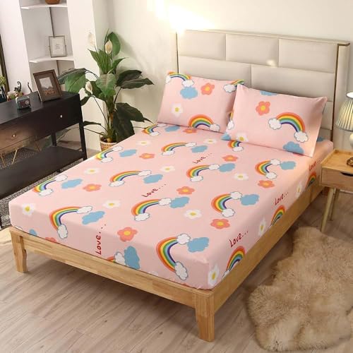 Colorful Rainbow Fitted Sheet Set for Kids