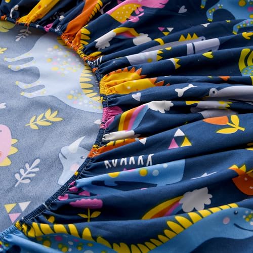 Dinosaur Print Twin Bed Sheet & Pillowcase Set