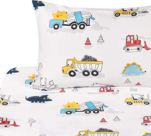 Dinosaur Construction Twin Sheet Set for Kids